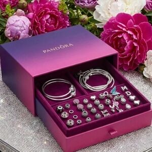 Pandora Bracelet & Mixed Charm Bundle -43pc Lot